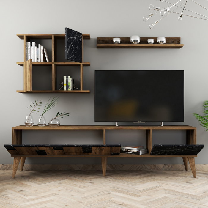 Hanah Home Mueble de TV Madrid - Nogal y Negro Hanah Home Mueble de TV Madrid - Nogal y Negro